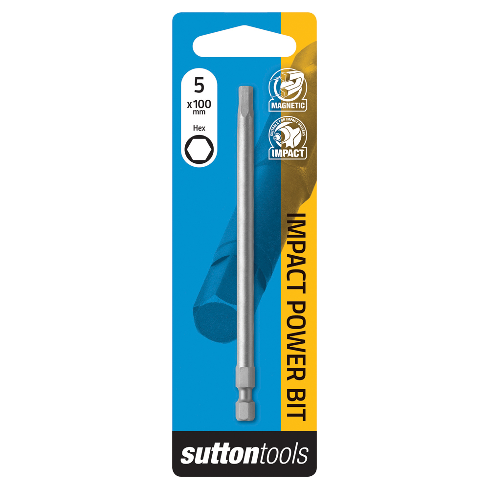 SCRDVRBIT IMPACT S114 5mm x100 Hexagon Power Sutton 1 Pack