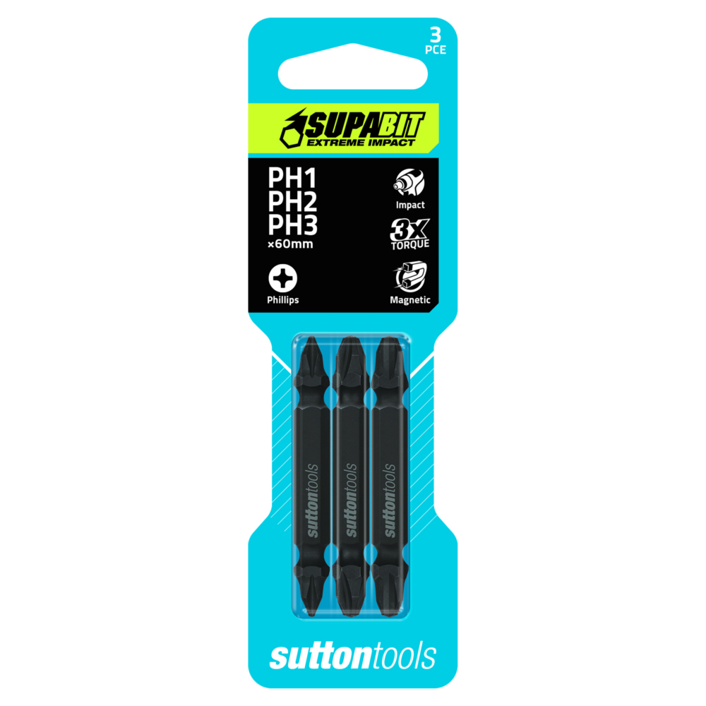 SCRDVRBIT IMPACT Set S138 (PH1, PH2, PH3) x 60mm 3Pk