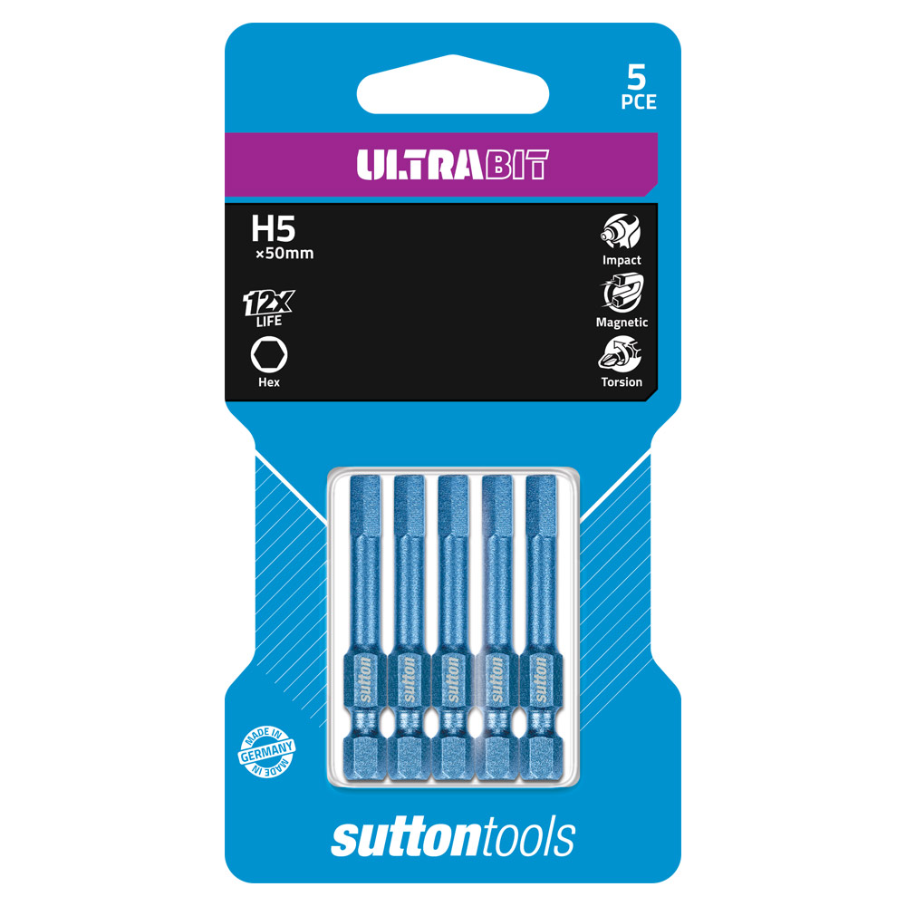 SCREWDRIVER BIT Hex ULTRA H5.0 x 50mm 5Pk