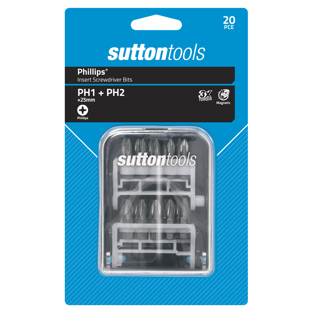 SCREWDRIVER BIT S138 SET 20Pce #1 x 25 Phillips Power Crd