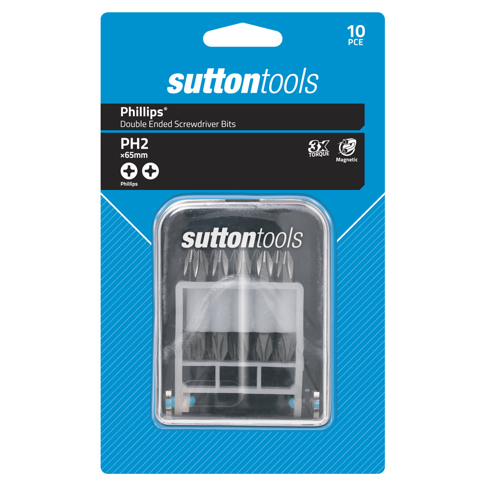 SCREWDRIVER BIT S138 SET 10Pce #2 x 65 Phillips Power Carded