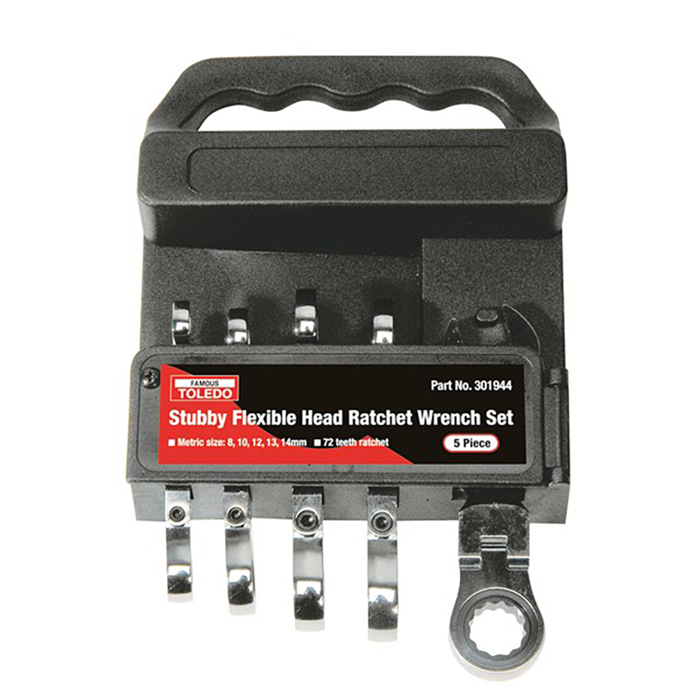 Toledo Ratchet Wrench Set Fixed Head Stubby Metric 5 Pc. (8-14mm)