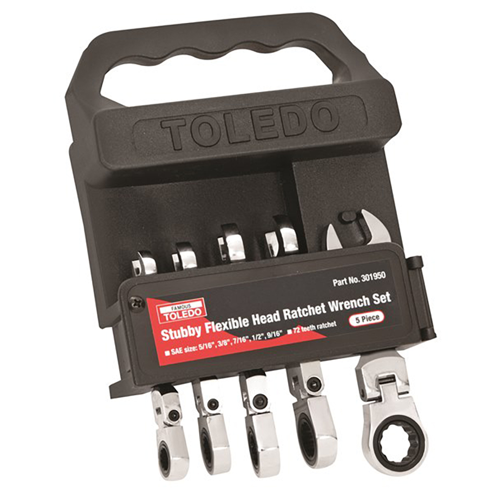 Toledo Ratchet Wrench Set Fixed Head Stubby SAE 5 Pc. (5/16"-9/16")