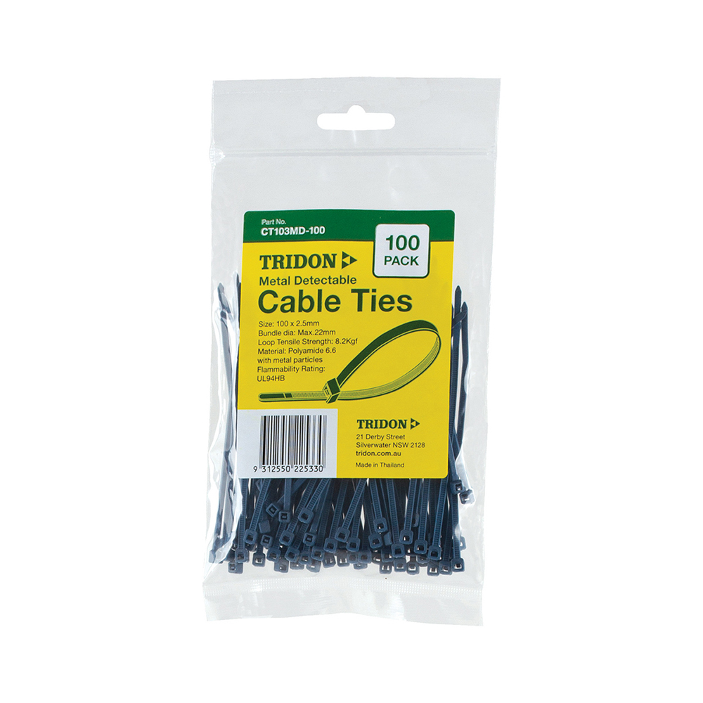 Tridon Metal Detectable Cable Tie 5mm X 100mm - Pack Of 100