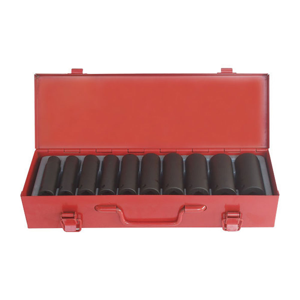 Ultimate Tools 10pc 1/2D Deep Impact Socket Set Metal Case 7/16,1/2,9/16,5/8,11/16,3/4,13/16,7/8,15/16,1