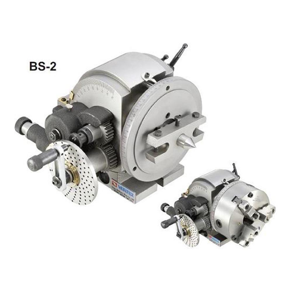 Vertex Dividing Head with 8" 3 jaw chuck - includes tailstock, gears, plates